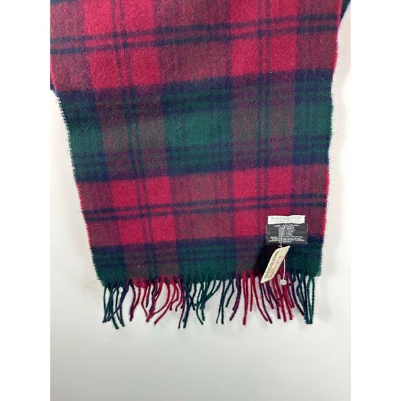 Deadstock Vintage Baltman Co New York Scottish LambsWool Plaid Scarf Fringe 75” - Picture 3 of 7